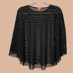 90s Whimsigoth Dark Fairy Black Mesh Fishnet Cape Sheer Y2K Goth Layer One Size